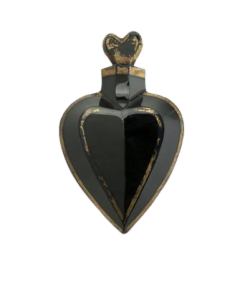 a heart-shaped perfume bottle