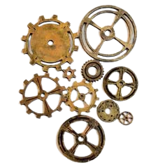 an set of brass gears